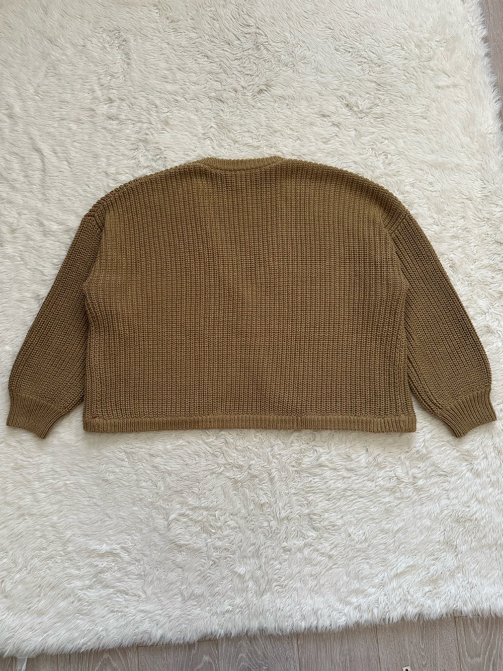 Madewell Sweater Shirttail Cardigan Sweater Single Button Front Knit Tan Sz XL - Picture 4 of 12